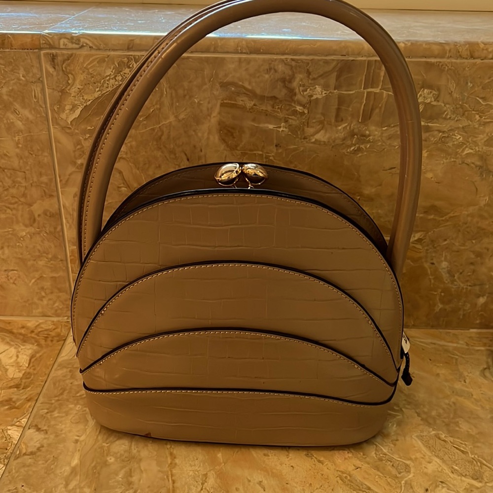 Vegan leather beige clutch